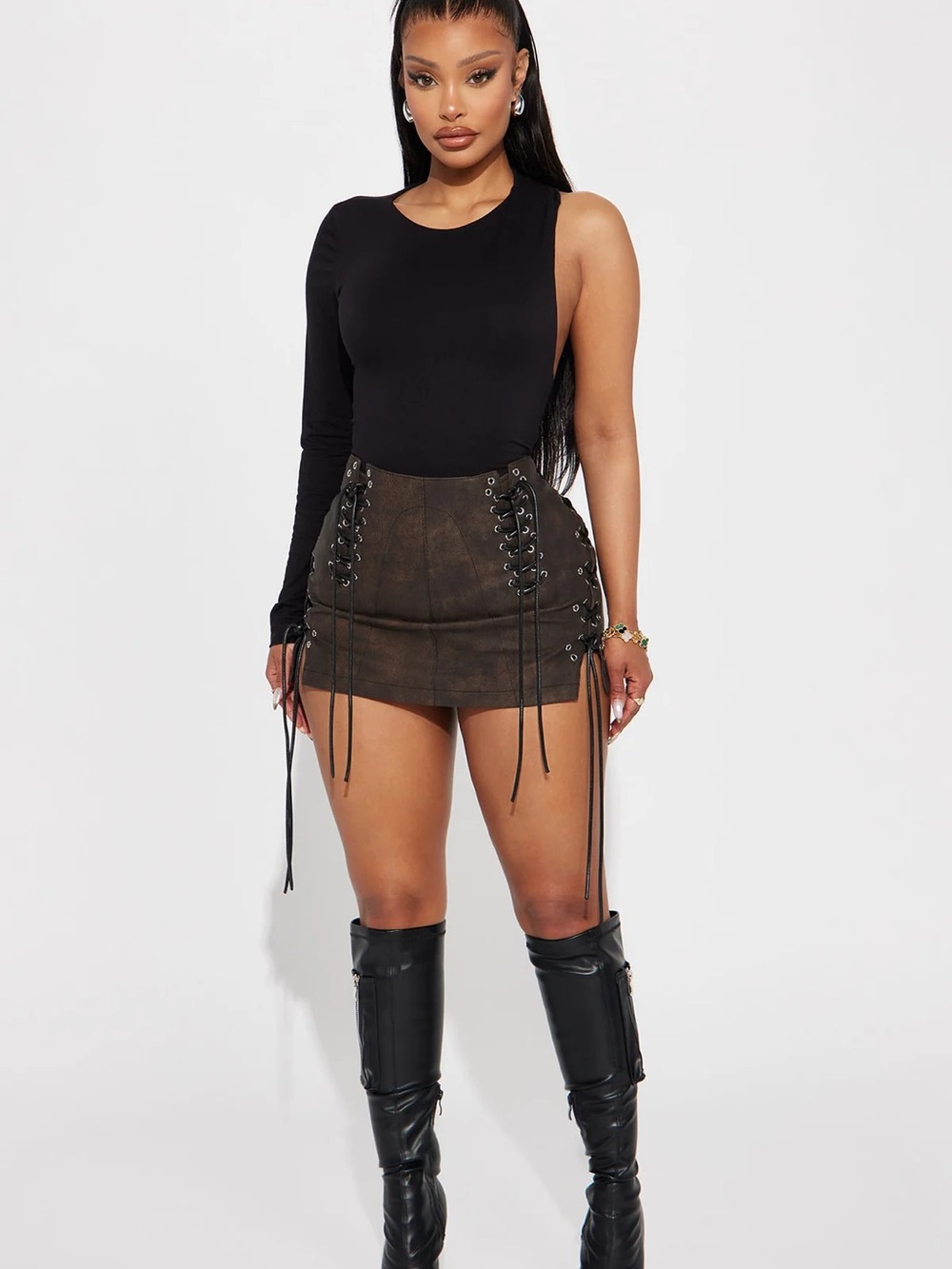 Own It Washed Faux Leather Micro Mini Skirt